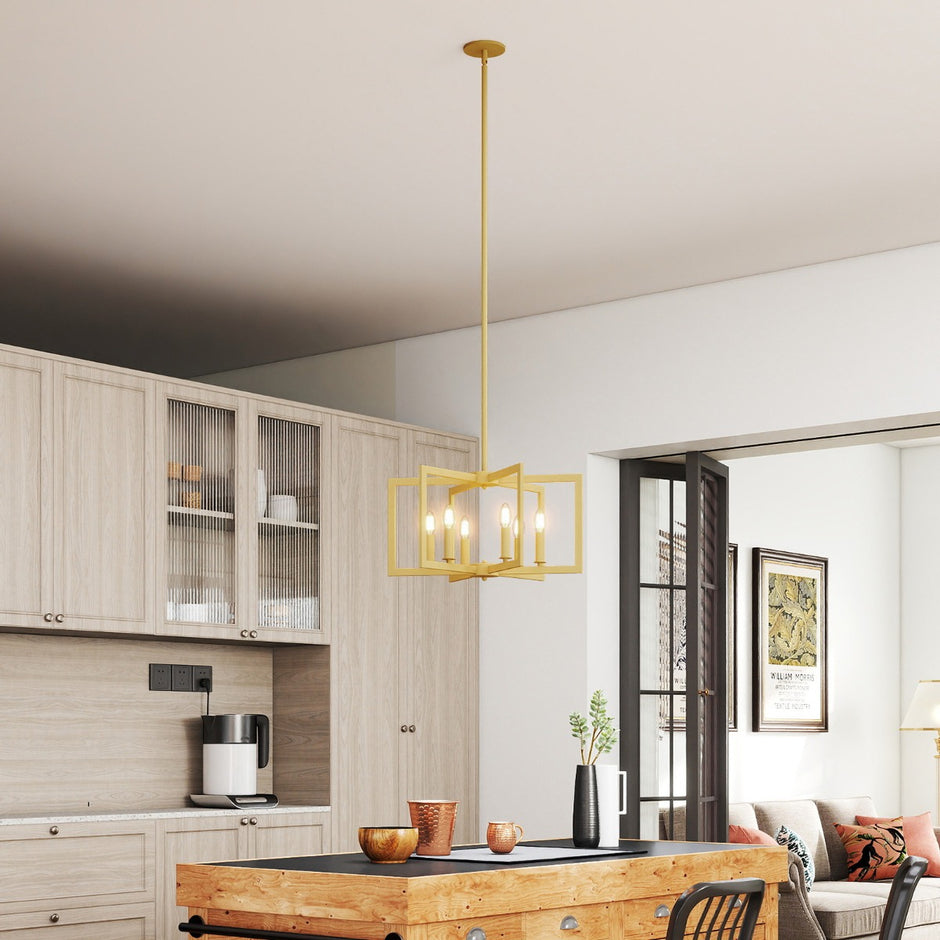 låga – Kronljus Taklampa industriell Pendellampa med justerbart Höjd – 6 67-157 cm – Guld