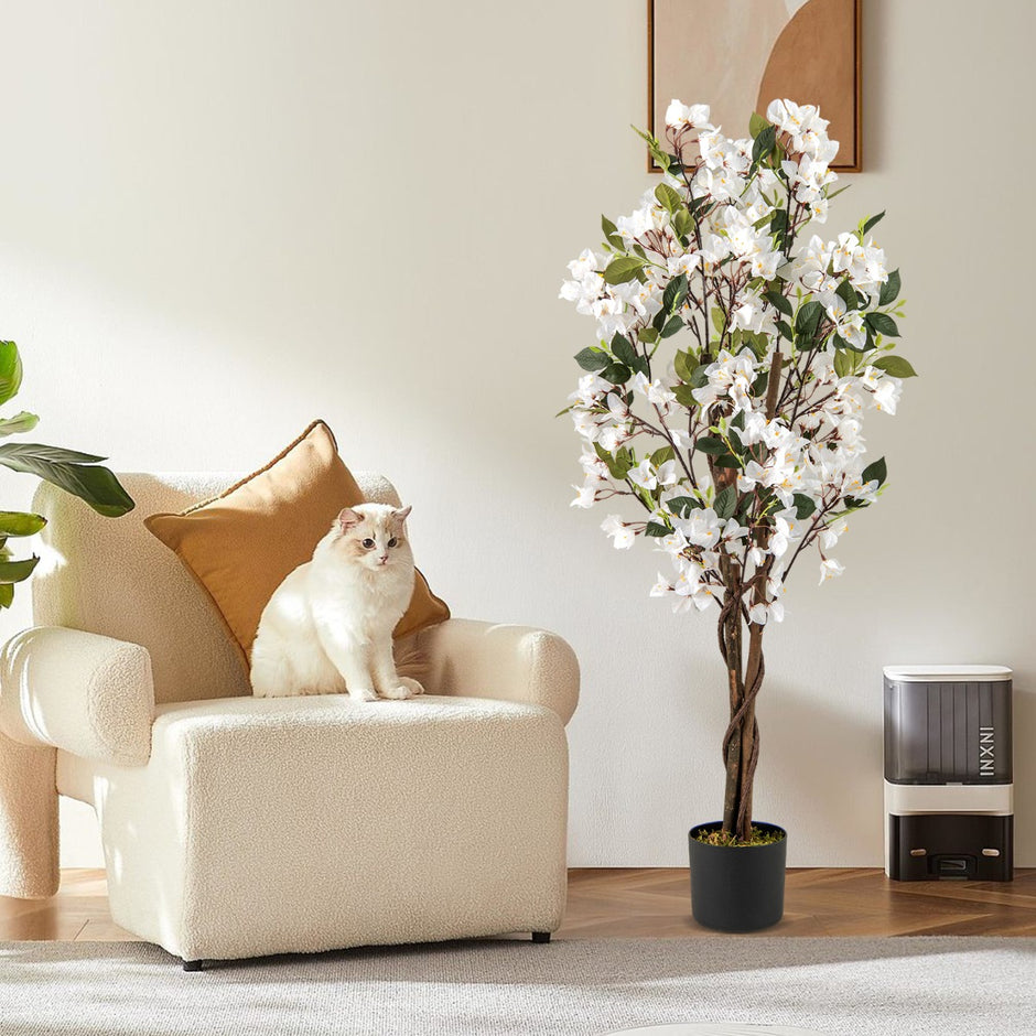 Konstgjord – träd med blommor i kruka bougainvillea växter styck – 1 120 cm – Vit