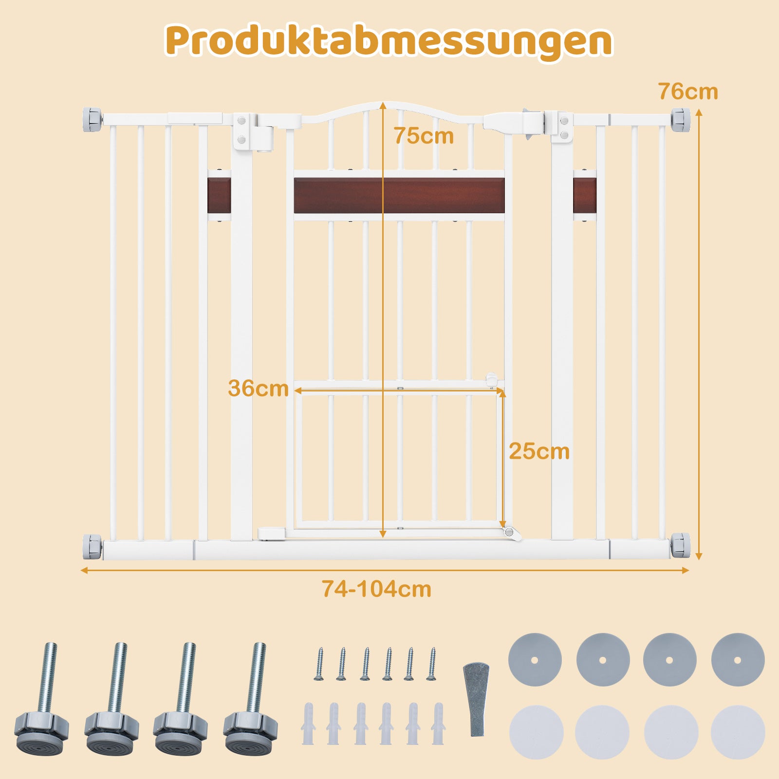 Hundskyddsgaller – Dörrgaller utan borrning med liten Hundgaller – Vit