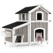 Kattenshus – Utomhus vånings kattstuga Kattvilla med asfaltstak – 2 100 x 64 x 82,5 cm – Grå