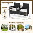 Trädgårdsbänk – med bord sits Polyrattan sittbänk sittgrupp trädgårdsmöbler terrassmöbler – 2 – Svart