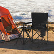 Fällbar – campingstol pack Klappstol med sidobord, mugghållare och sidoficka – 2 – Svart