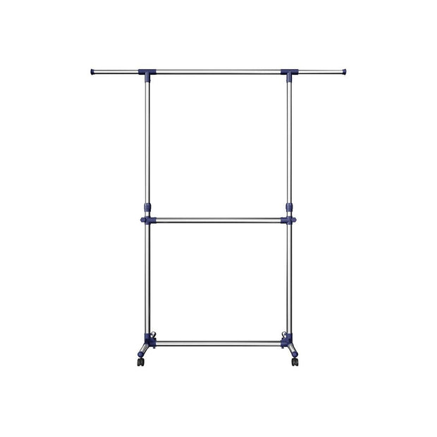 Kledingrek 101–166 cm – Op wielen – Tot 25 kg draagvermogen – Verstelbare hoogte (113–198 cm).