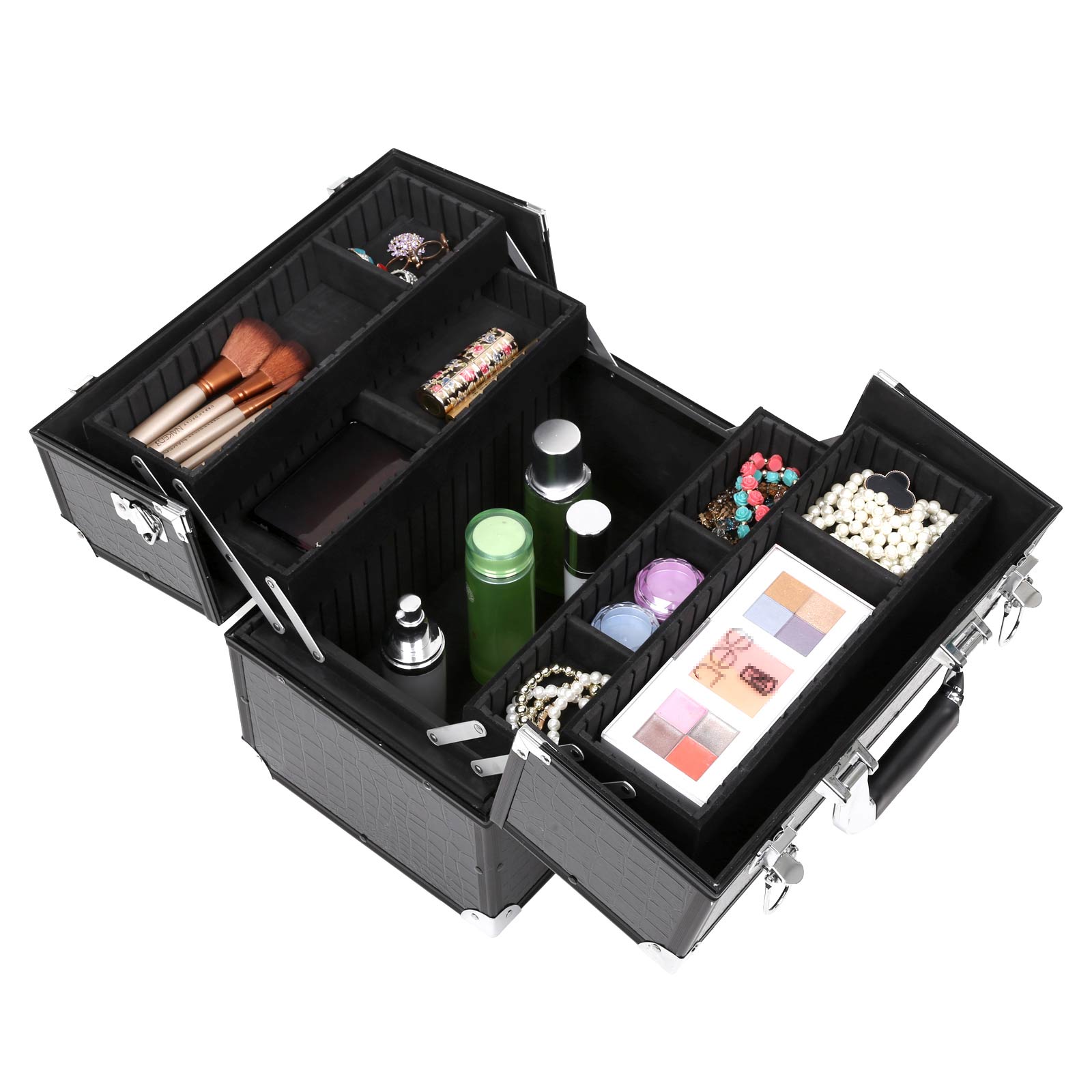 Cosmetisch etui – stijlvol croco design – zwart