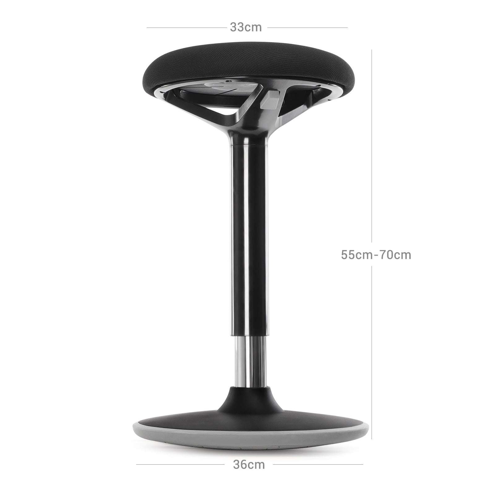 Werkkruk – 360° draaibaar – Zithoogte 50-65 cm – Zwart