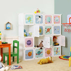 Opbergkast - Kinderkast met deuren - Kunststof schoenenrek - Wit