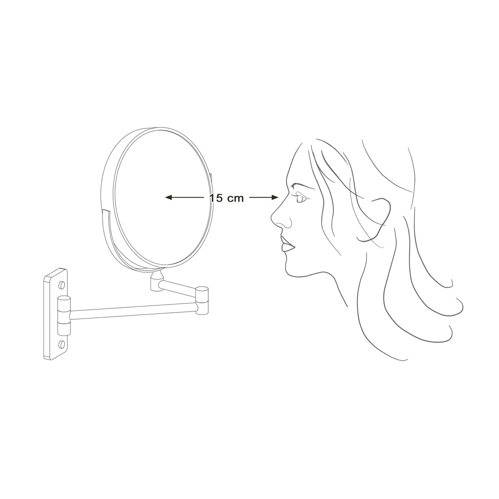 Uitschuifbare make-upspiegel – 5x vergroting – Zwart