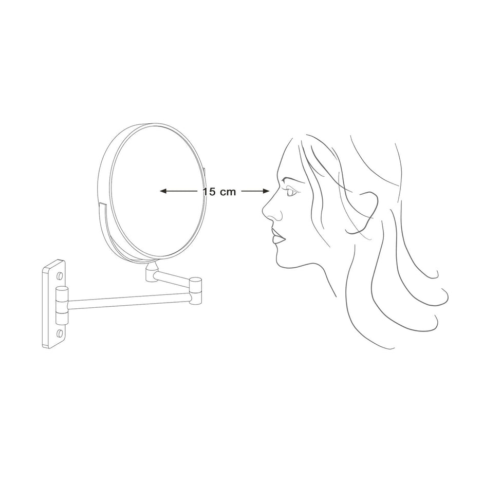 Uitschuifbare make-upspiegel – 5x vergroting – Zwart