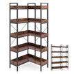 Bücherregal – 5‑stöckiges L‑Form‑Eckregal med förhöjda sidokanter – 72 x 69 x 167 cm