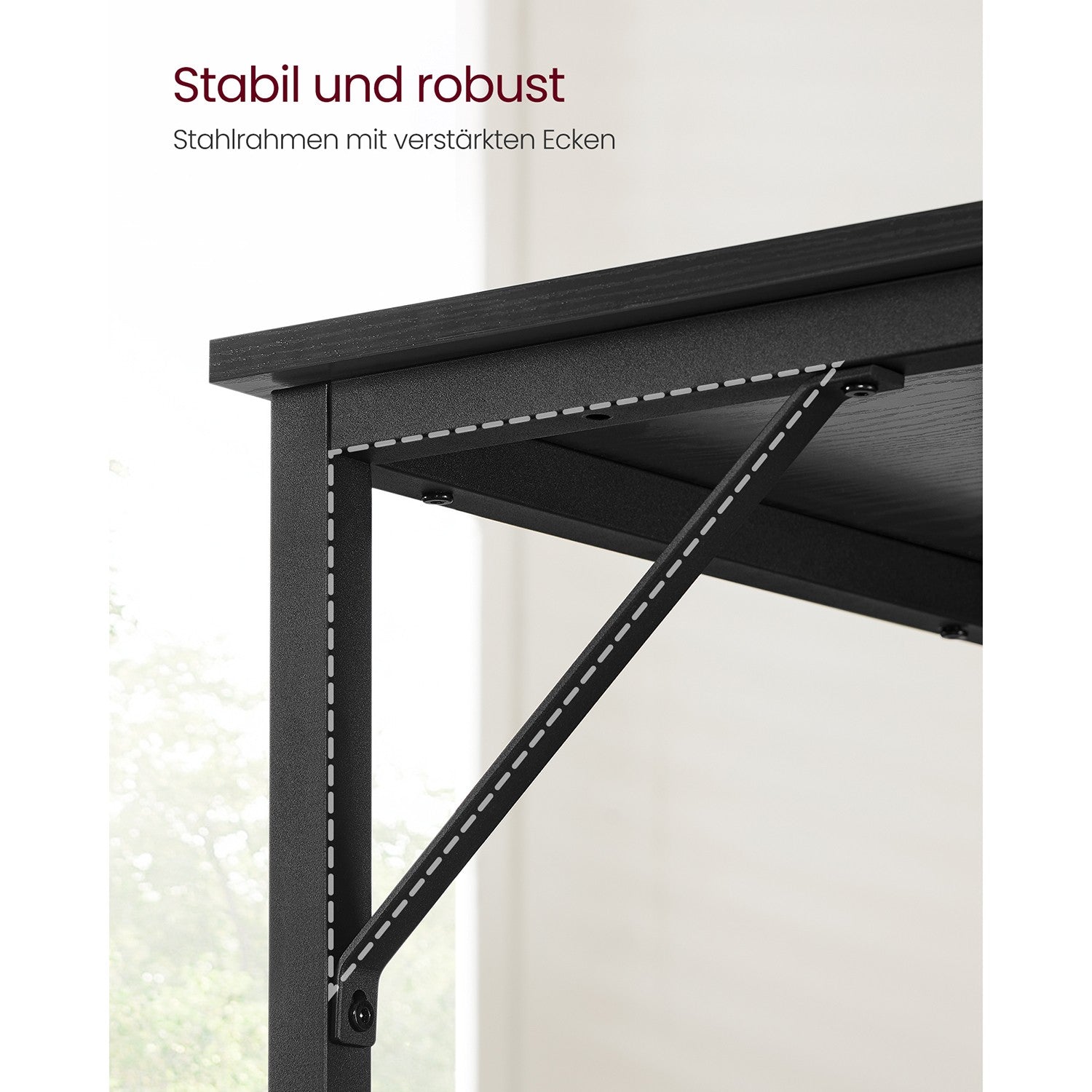 Bureau - 100 x 50 cm - Staal - Industrieel Design - Zwart