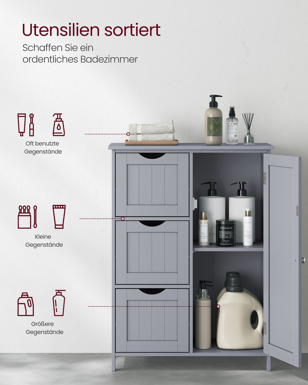 Badkamermeubel – met 3 lades & kastdeur