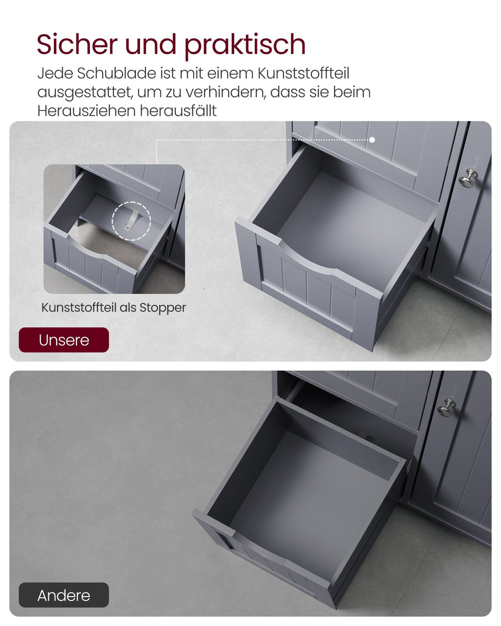 Badkamermeubel – met 3 lades & kastdeur