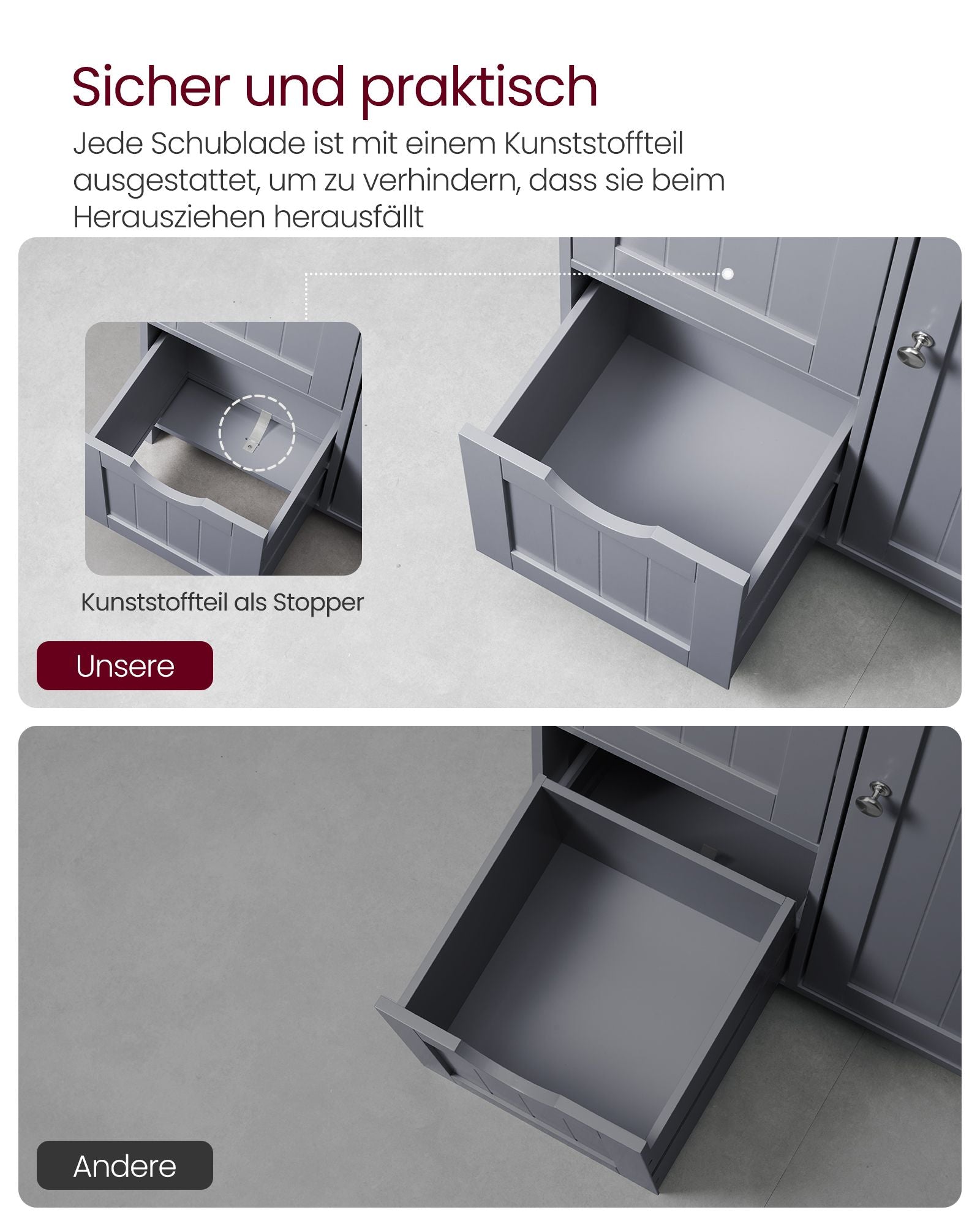 Badkamermeubel – met 3 lades & kastdeur