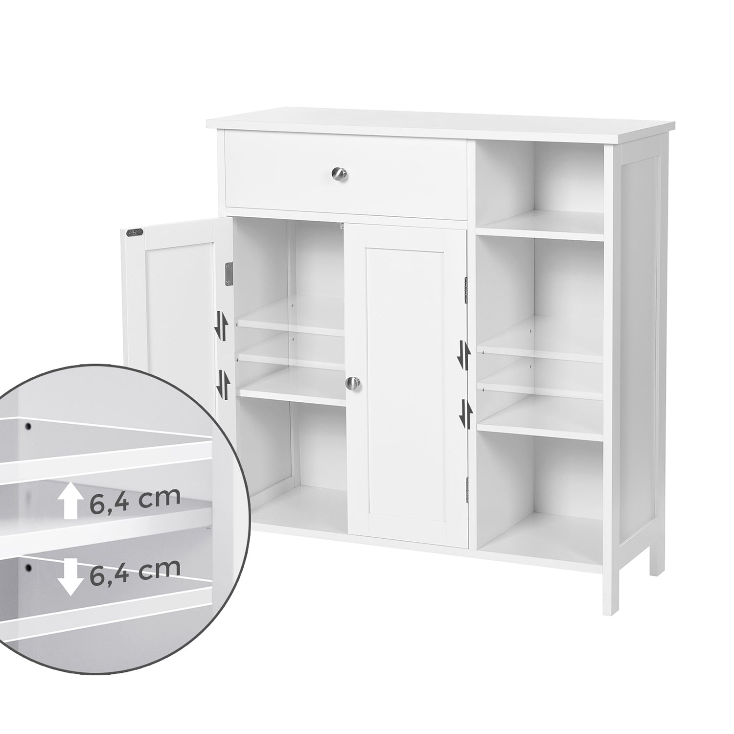 Badkamerkast – Met lade en 3 planken – Hout – Wit