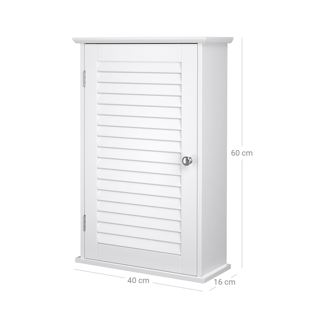 Badkamerkast - Wandkast met deur - 40 x 16 x 60 cm - Hout - Wit