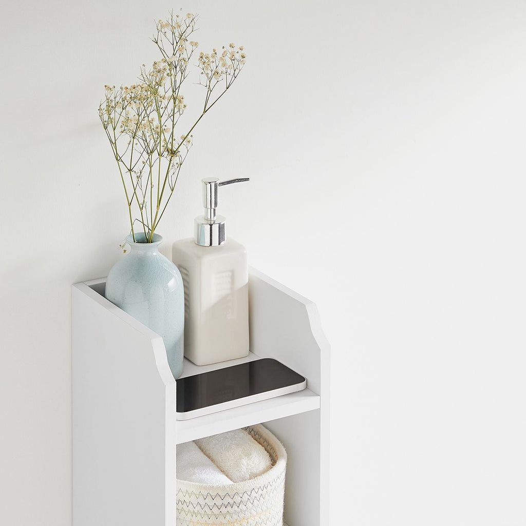 Badkamerkast - Smalle kast - Met deur en 2 planken - Wit