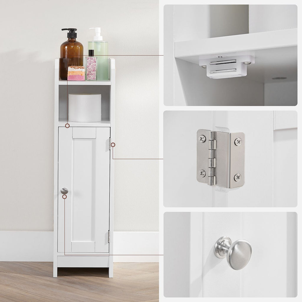 Badkamerkast - Smalle kast - Met deur en 2 planken - Wit