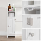 Badkamerkast - Smalle kast - Met deur en 2 planken - Wit