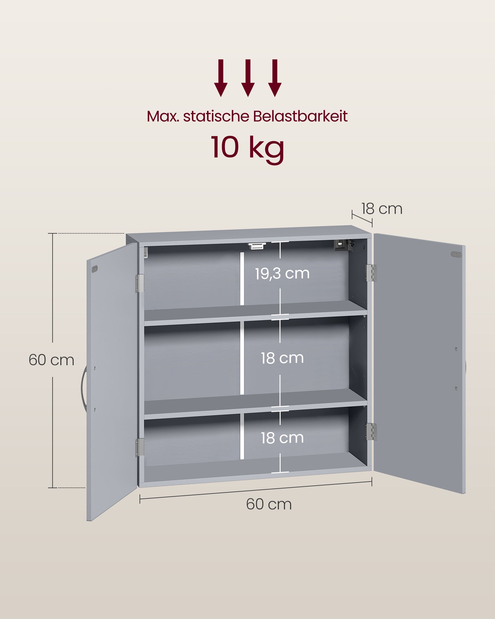 Badkamermeubel – wandmontage – met verstelbare planken