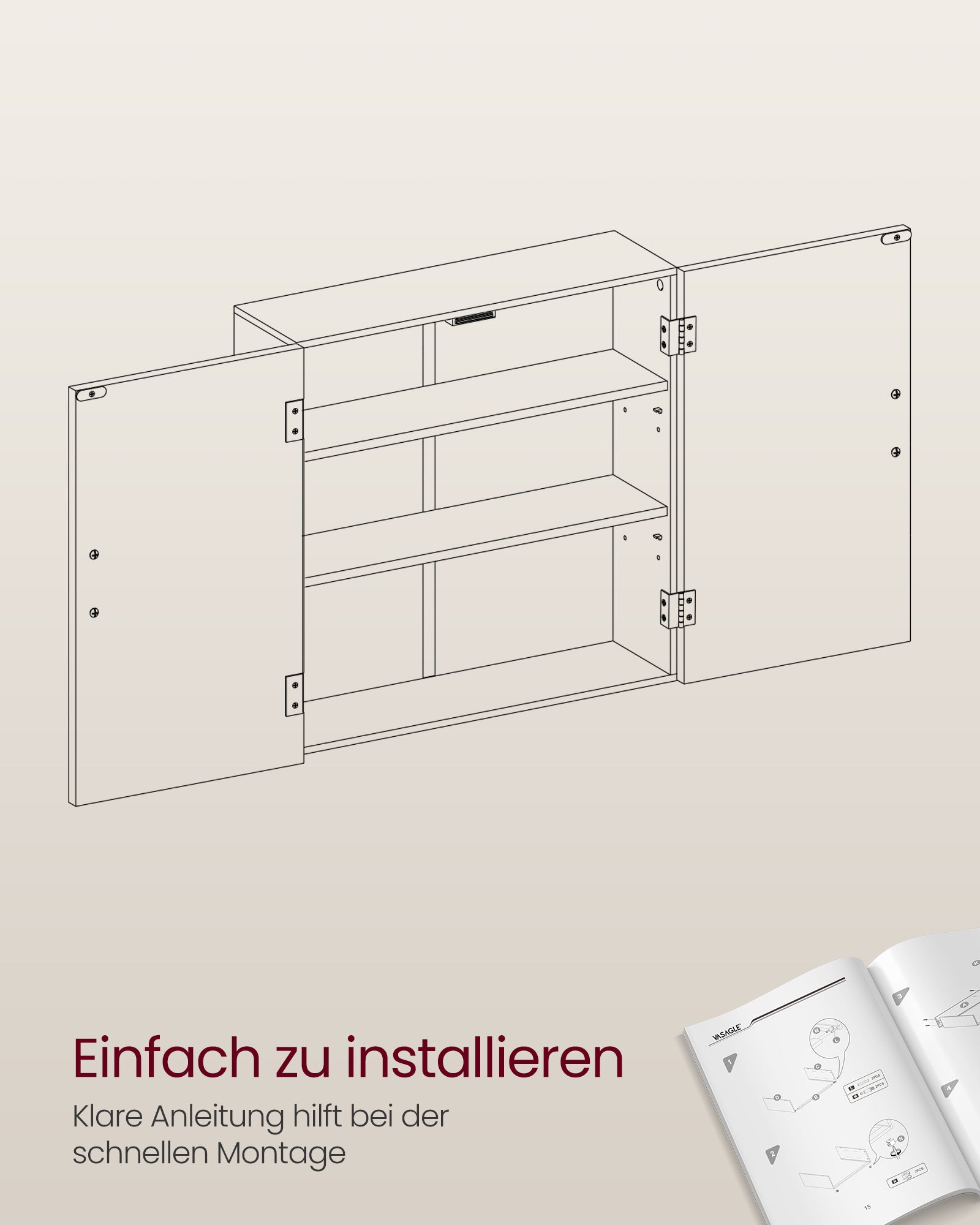 Badkamermeubel – wandmontage – met verstelbare planken