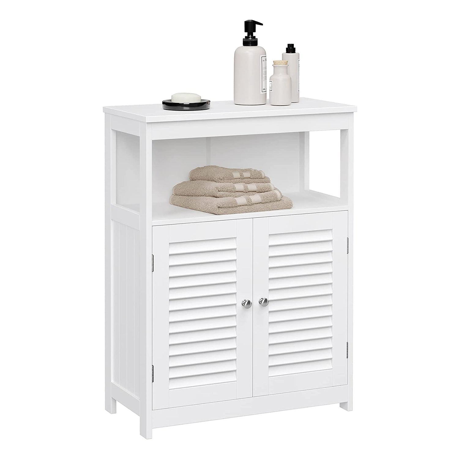 Badkamerkast – met open vak en verstelbare planken – wit