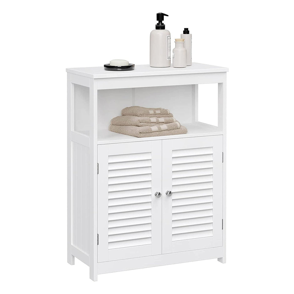 Badkamerkast – met open vak en verstelbare planken – wit