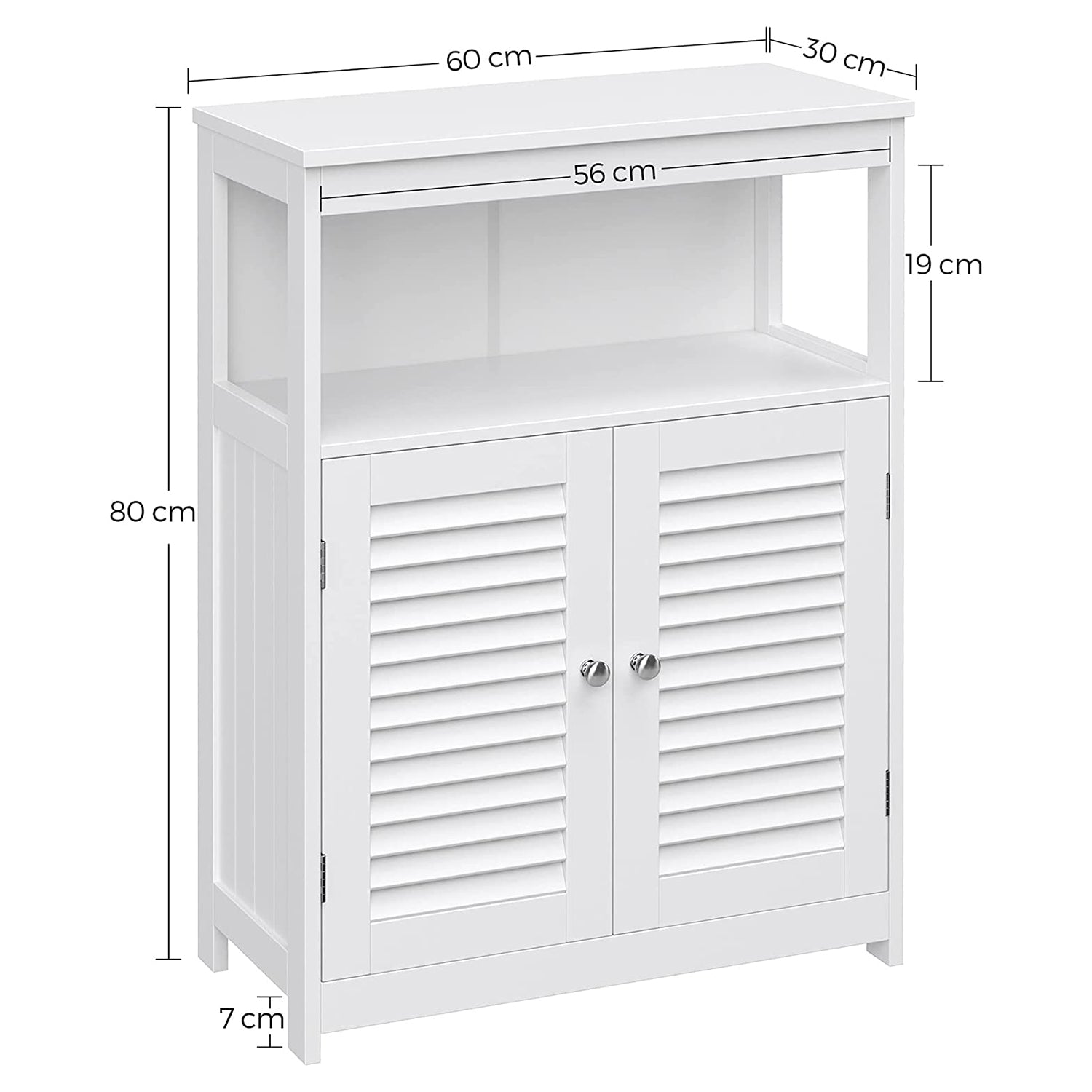 Badkamerkast – met open vak – verstelbare planken – wit
