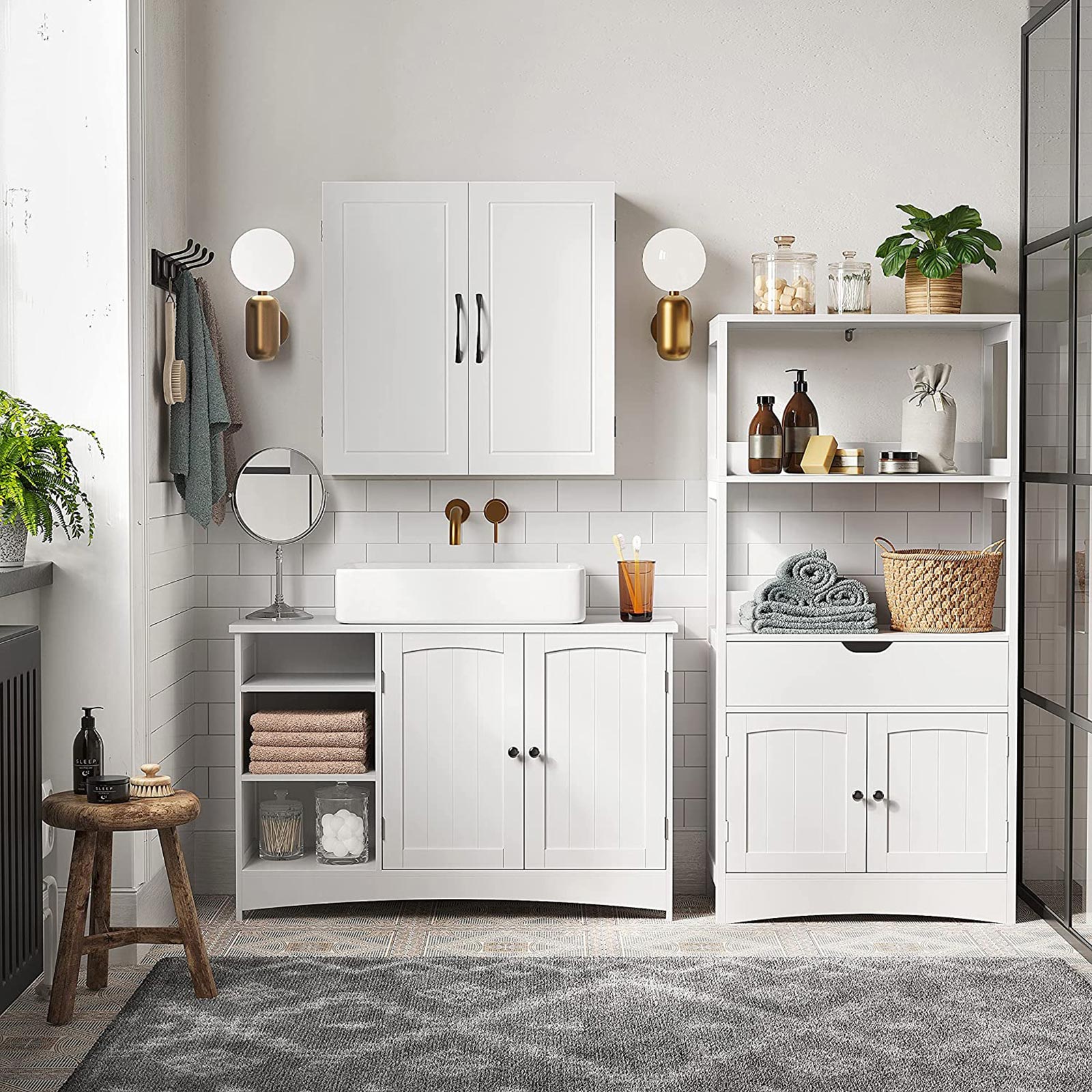 Wastafelmeubel – Extra lange onderkast – Wit