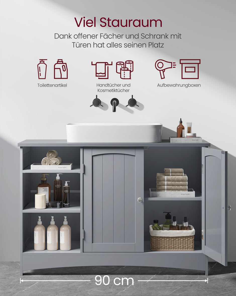 Wastafelkast – extra lang met 2 deuren – duifgrijs