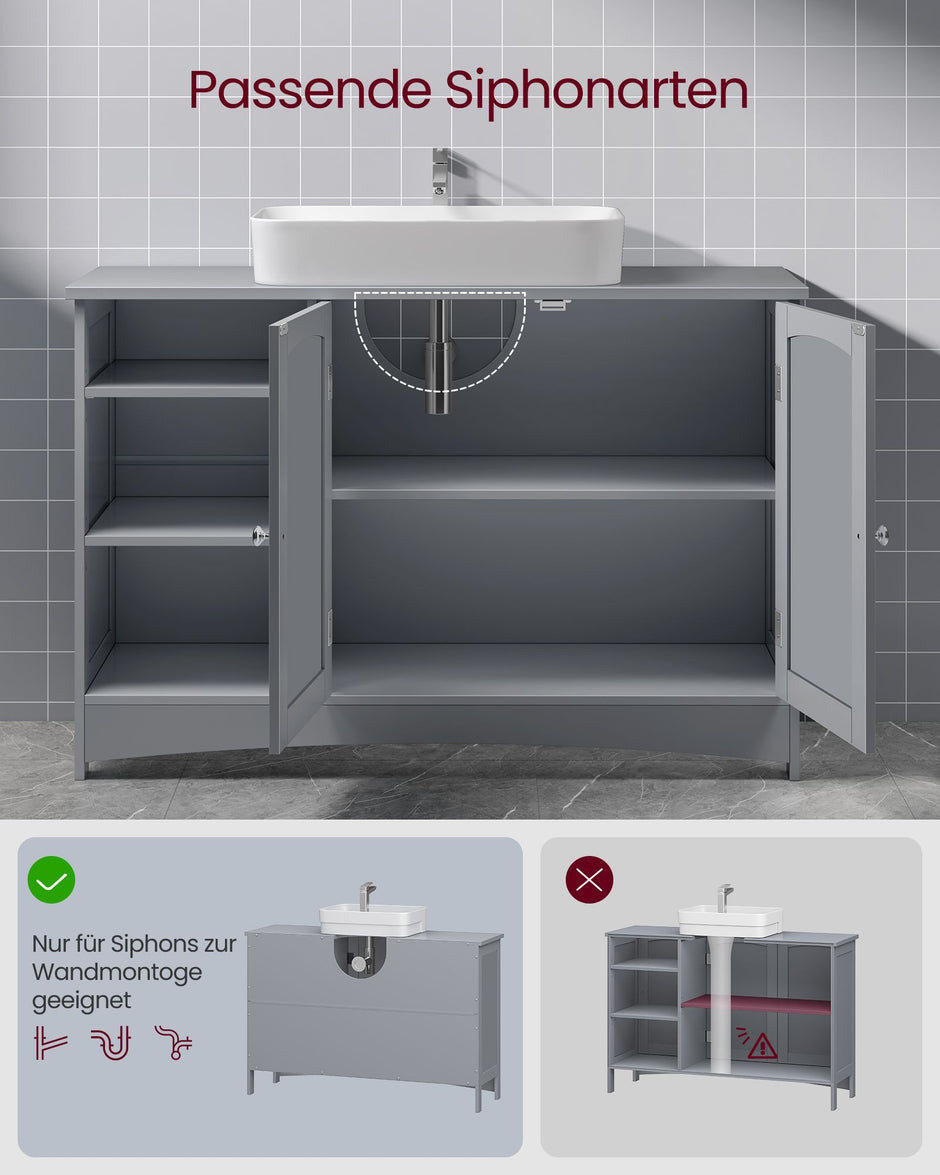 Wastafelkast – extra lang met 2 deuren – duifgrijs