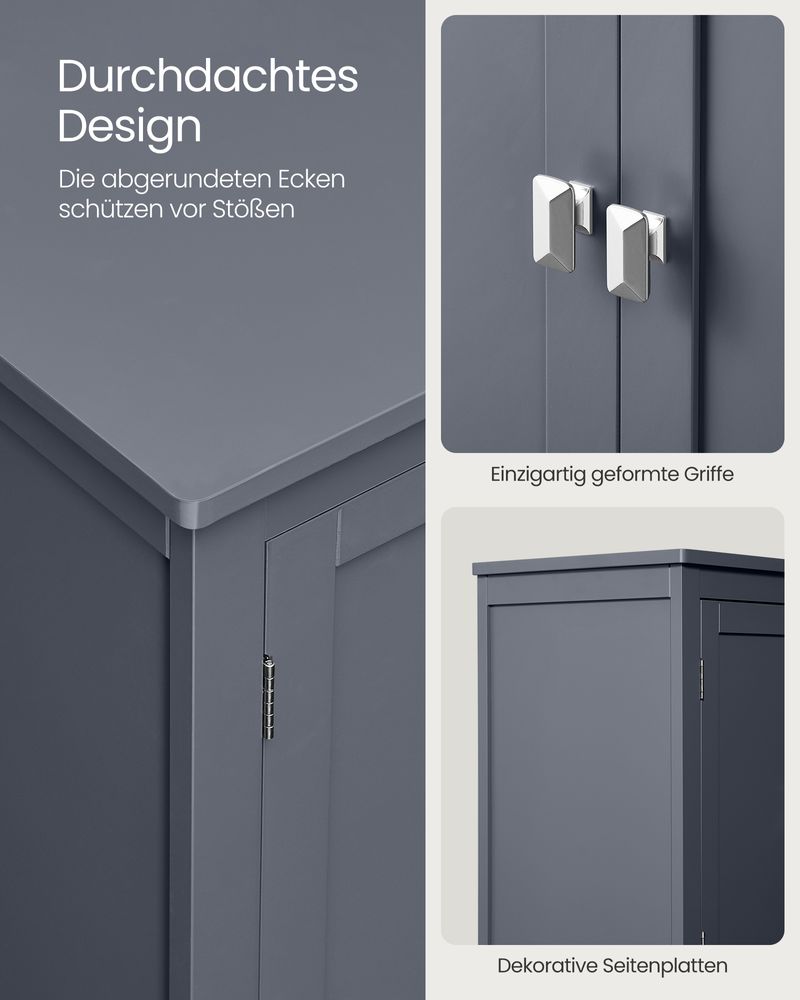 Badkamerkast – Verstelbare plank – 4 Deuren – Grijs