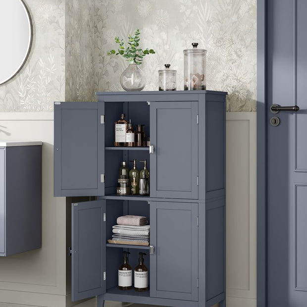 Badkamerkast – Verstelbare plank – 4 Deuren – Grijs