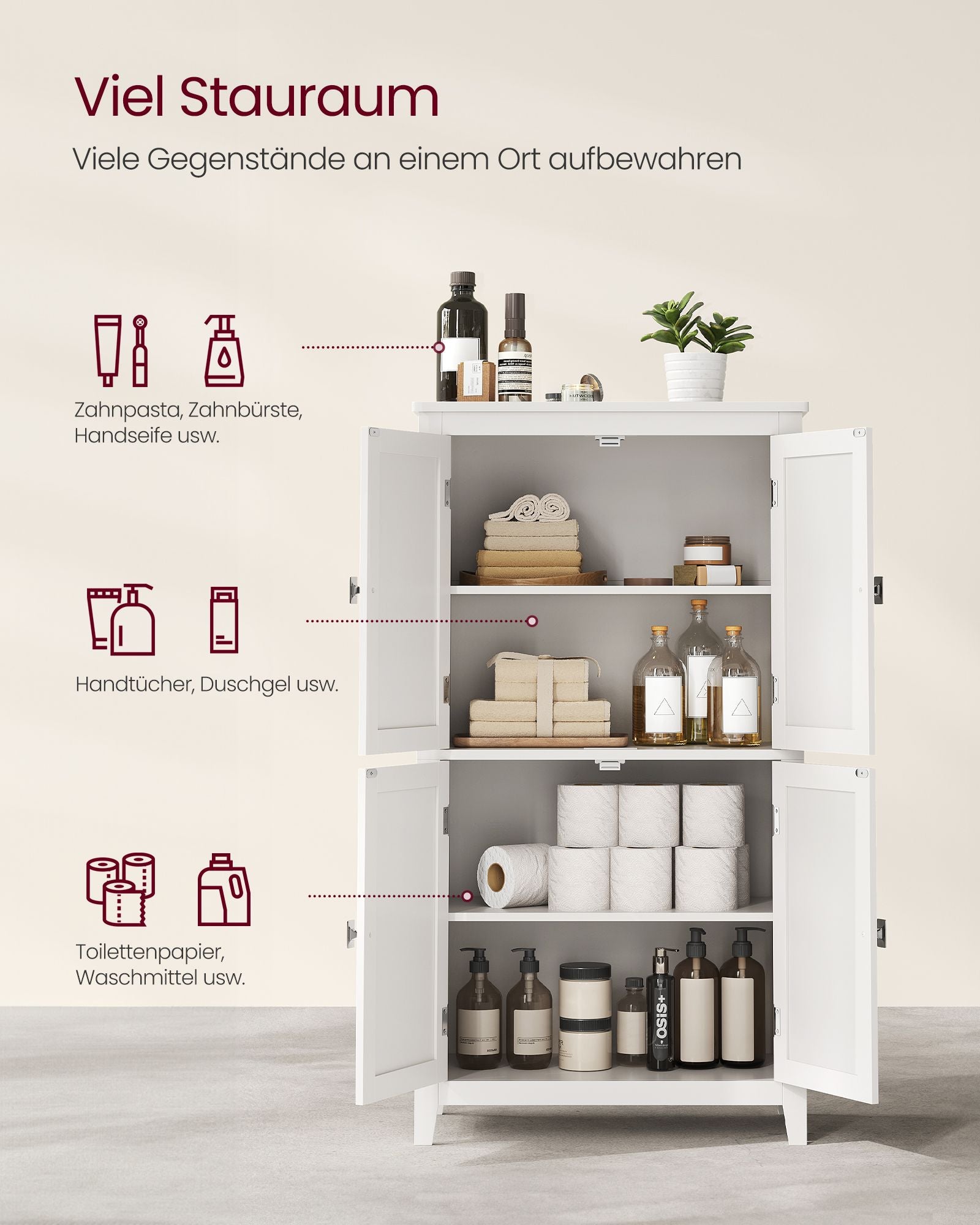 Badkamermeubel – met 4 deuren – klassiek wit