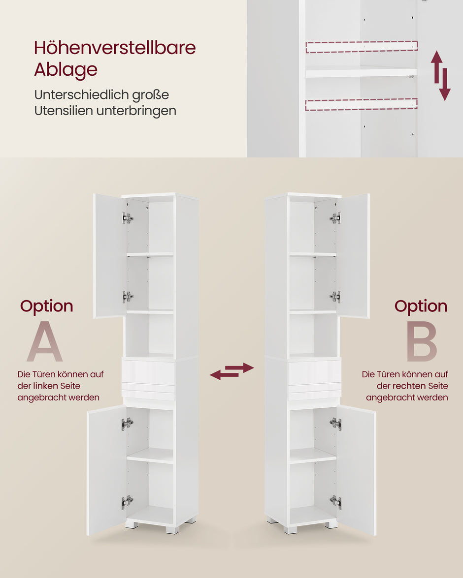 Badkamermeubel – verstelbare planken – klassiek wit