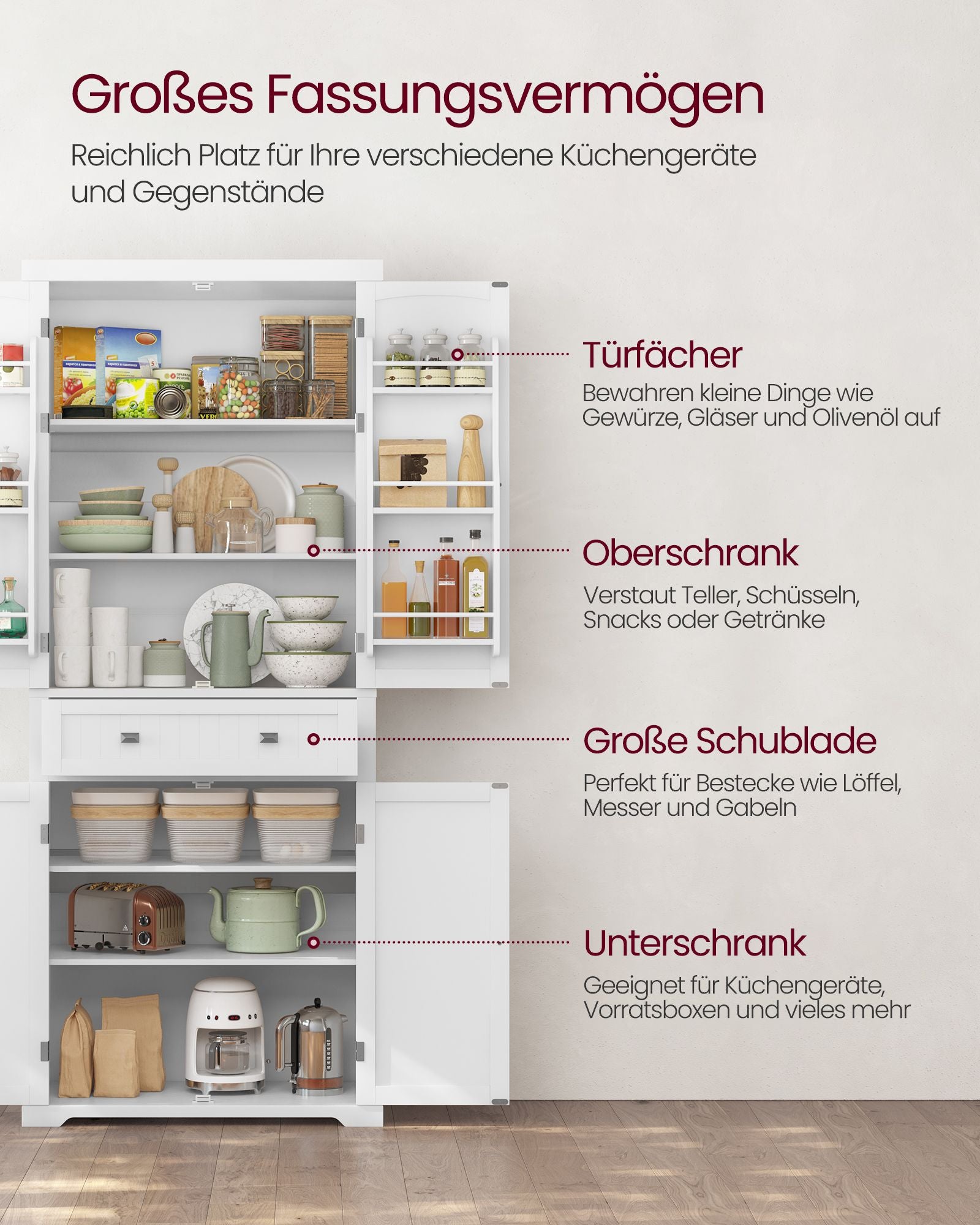 Keukenkast – met planken en lades – Wit