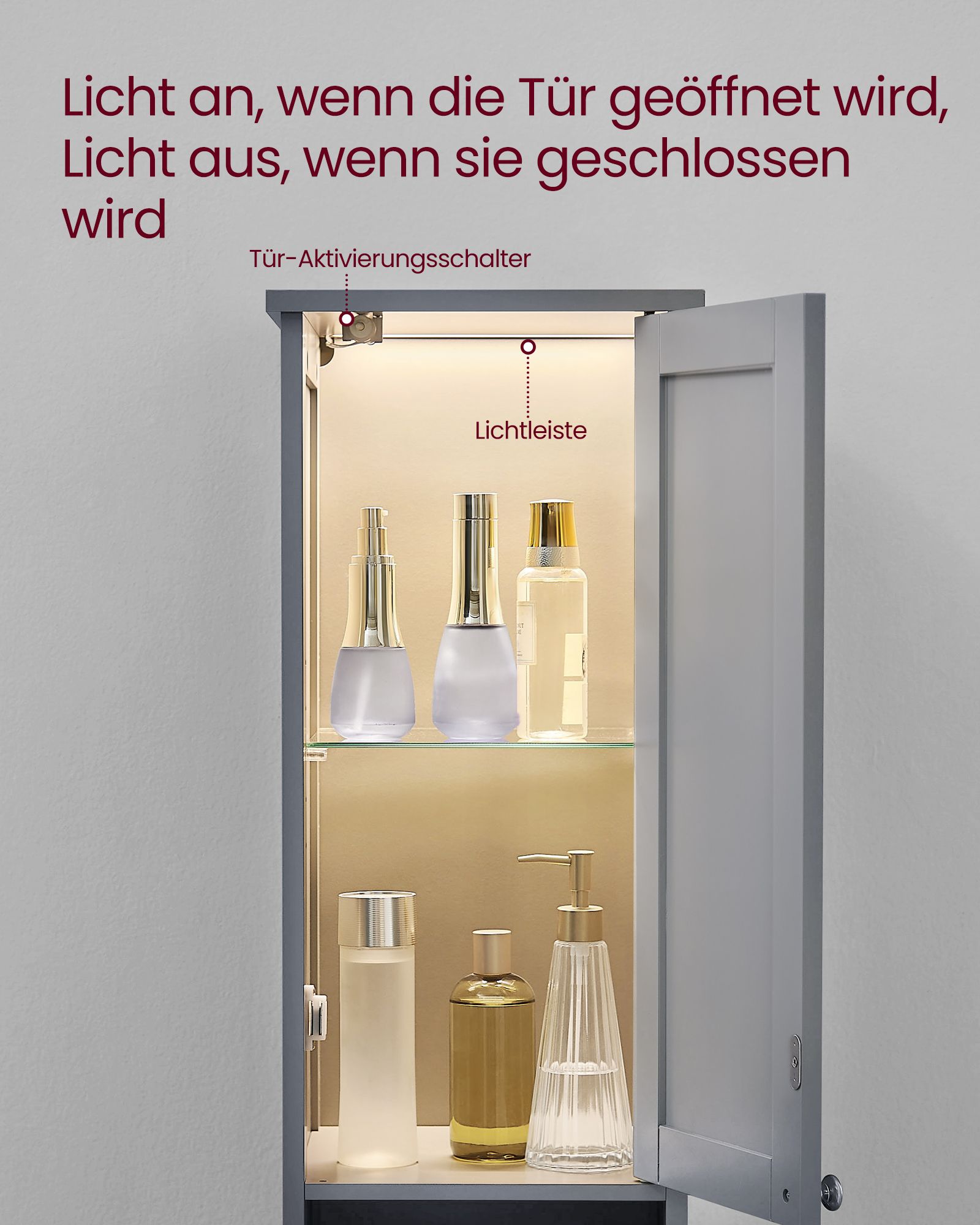 Badkamermeubel – met duifgrijze verlichting