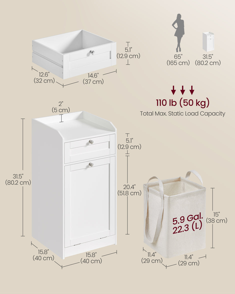 Wasmanden met 2 uitneembare manden – Waterafstotende coating – Versterkte panelen – Veiligheidsmechanisme met anti-kantelkit
