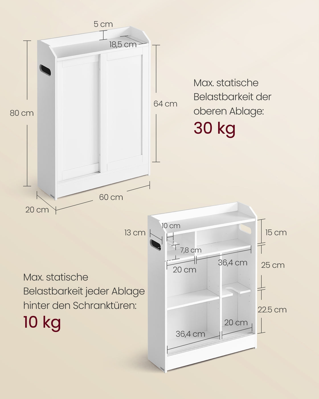 Badkamerkast - Schuifdeuren - Met Toiletrolhouder - Smal - Wolkenwit
