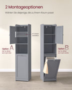 Badkamerkastje – met wasmand en handgrepen – duifgrijs
