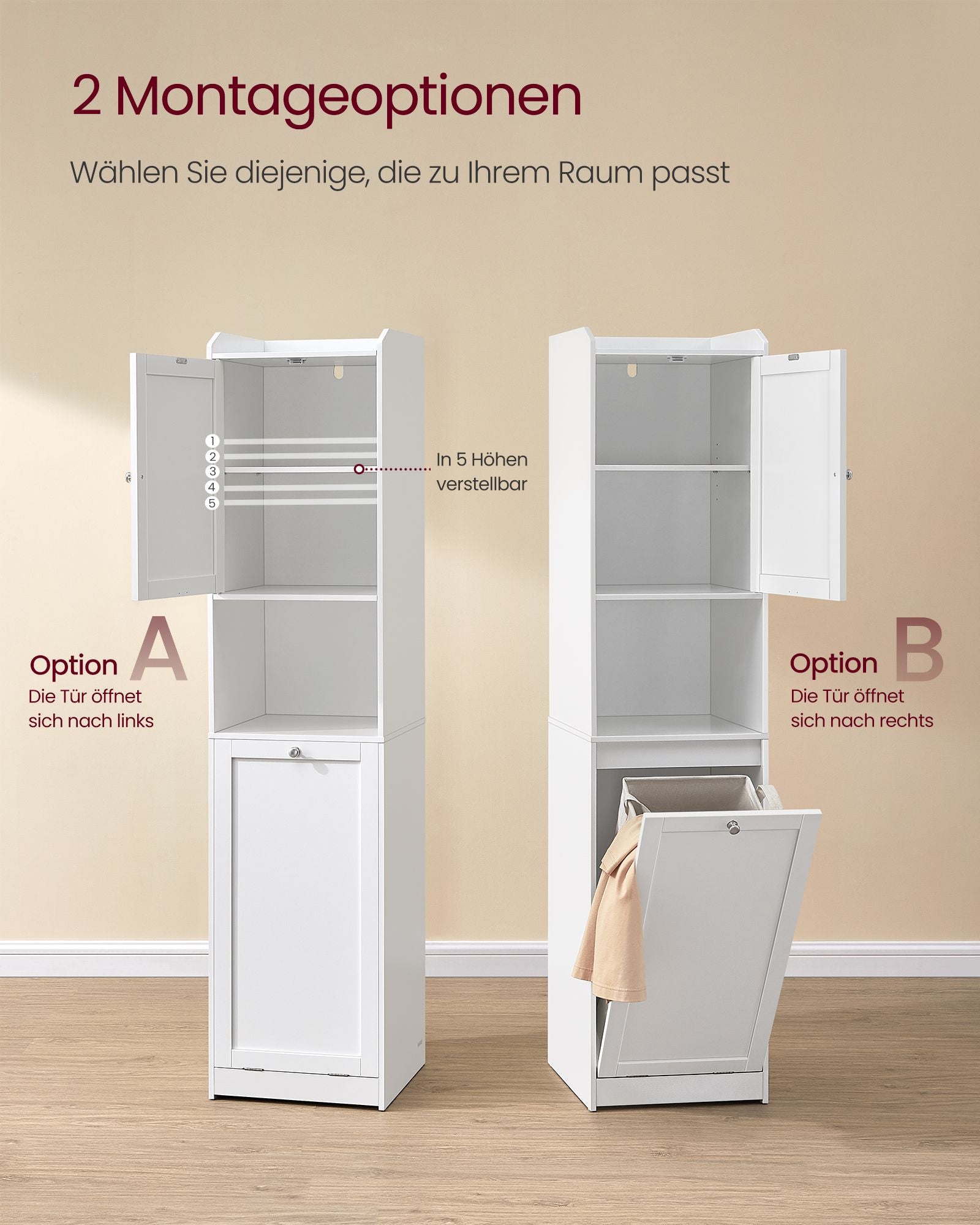 Badkamerkastje – met wasmand – 40 × 40 × 170 cm