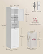 Badkamerkastje – met wasmand – 40 × 40 × 170 cm