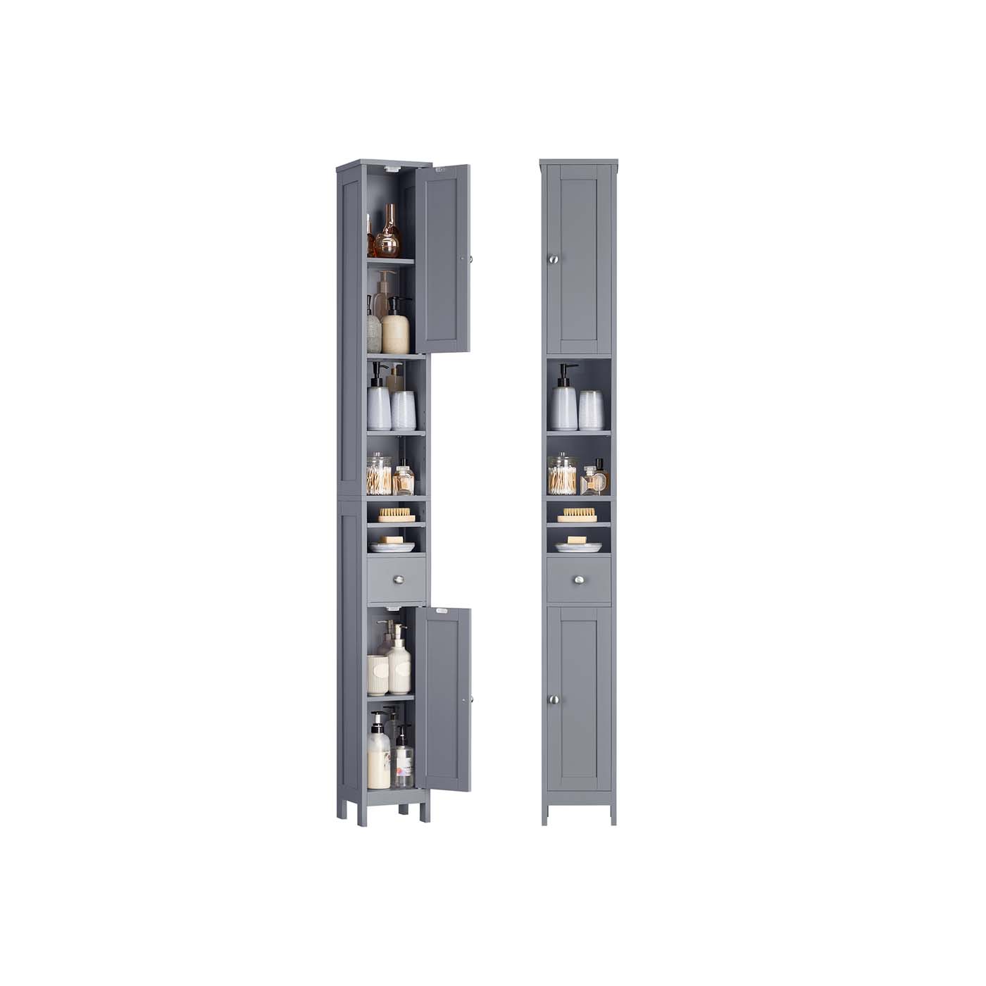 Badkamerkast – verstelbare planken – open – Cloud White