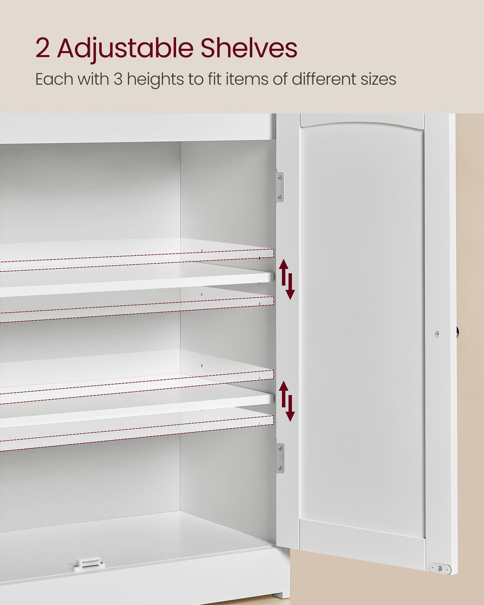 Badkamerkastje – met 2 deuren en planken – wolkwit