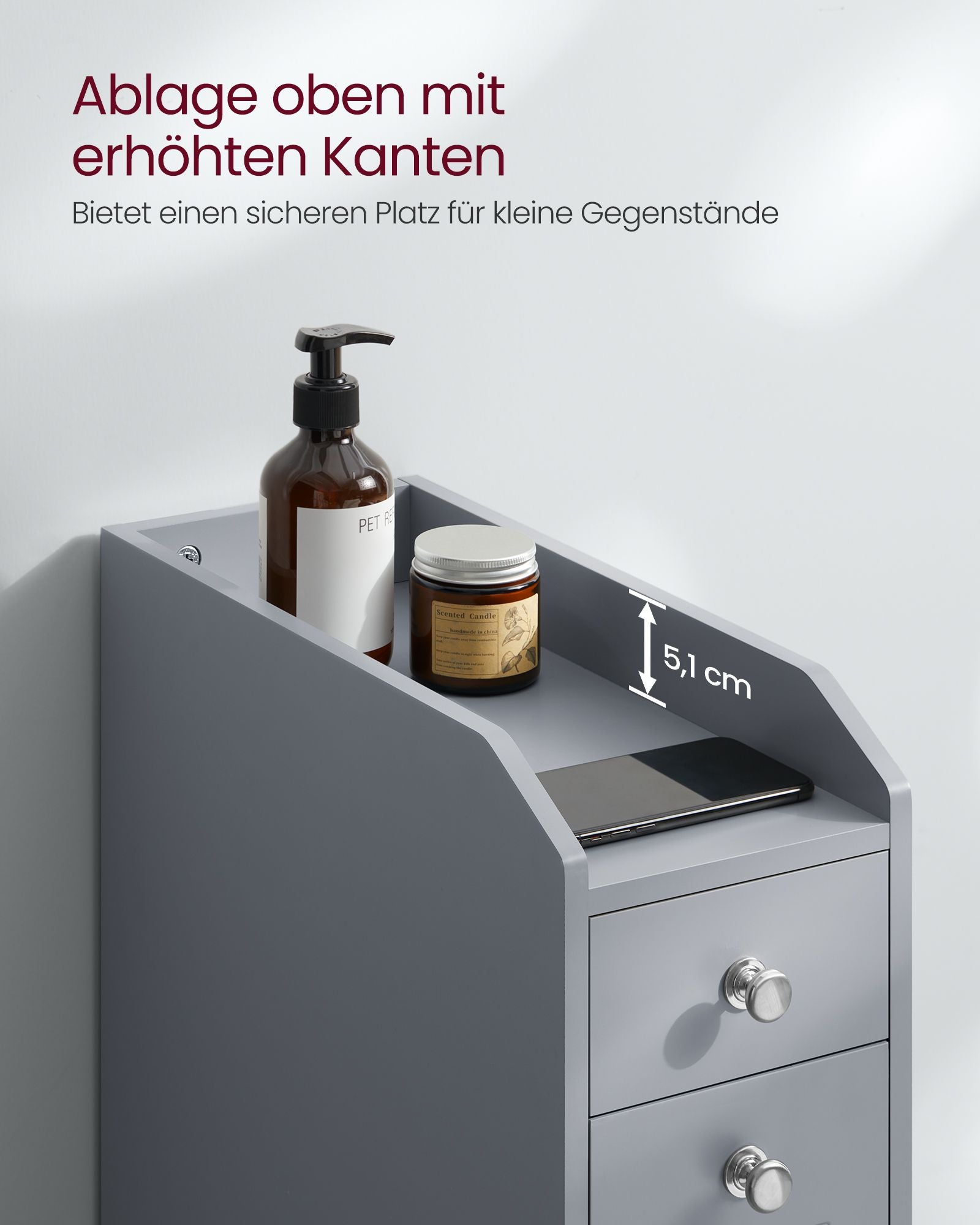 Badkamerkastje – smal – met lades – voor toiletpapier