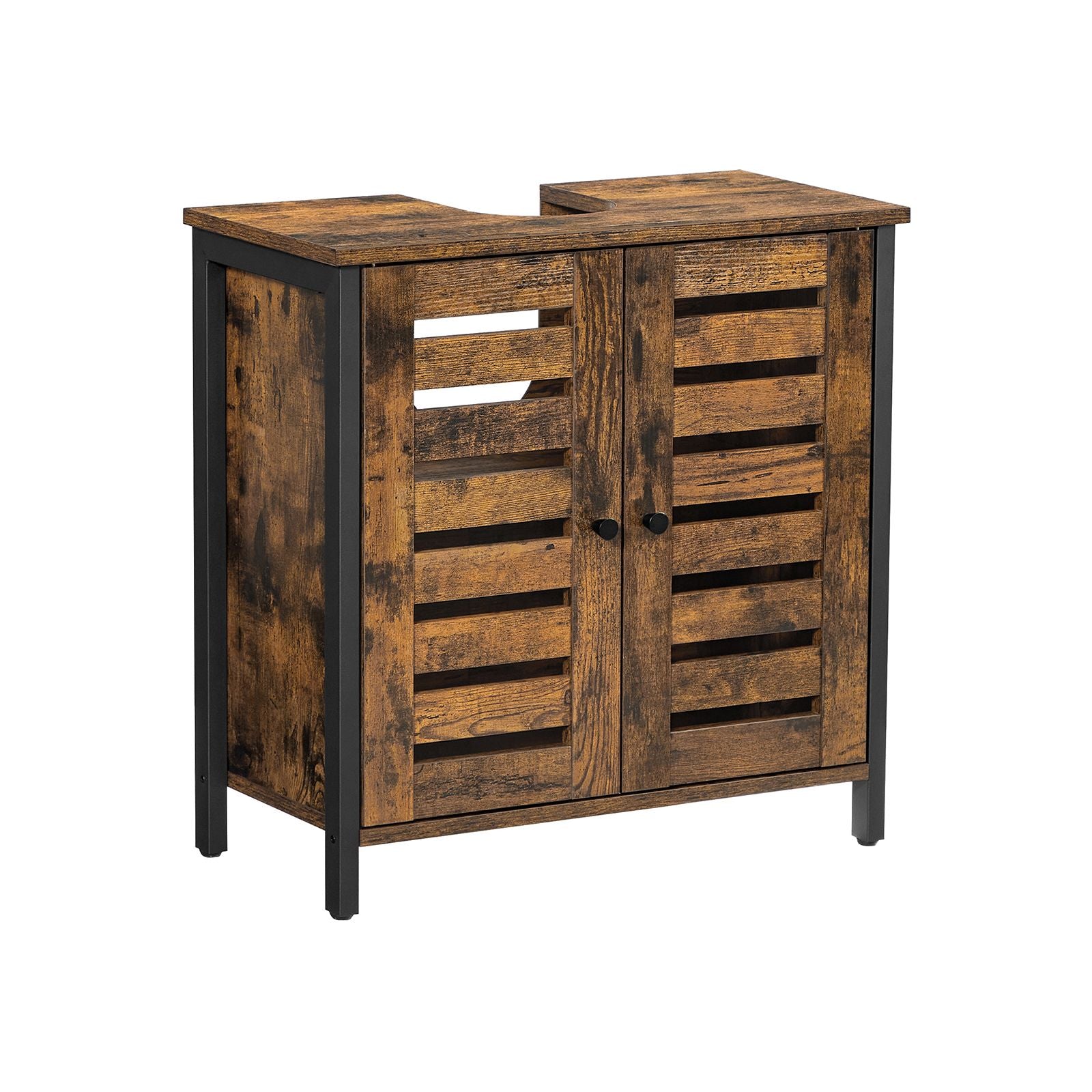 Wastafelkast – vintage stijl – bruin en zwart