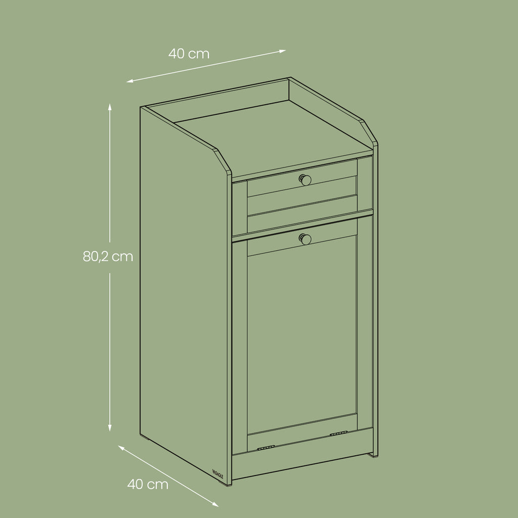 Badkamerkast – Met Wasmand – 40 x 40 x 80,2 cm
