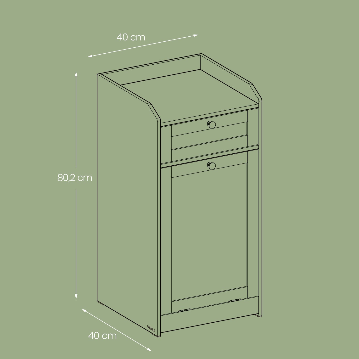 Badkamerkast – Met Wasmand – 40 x 40 x 80,2 cm