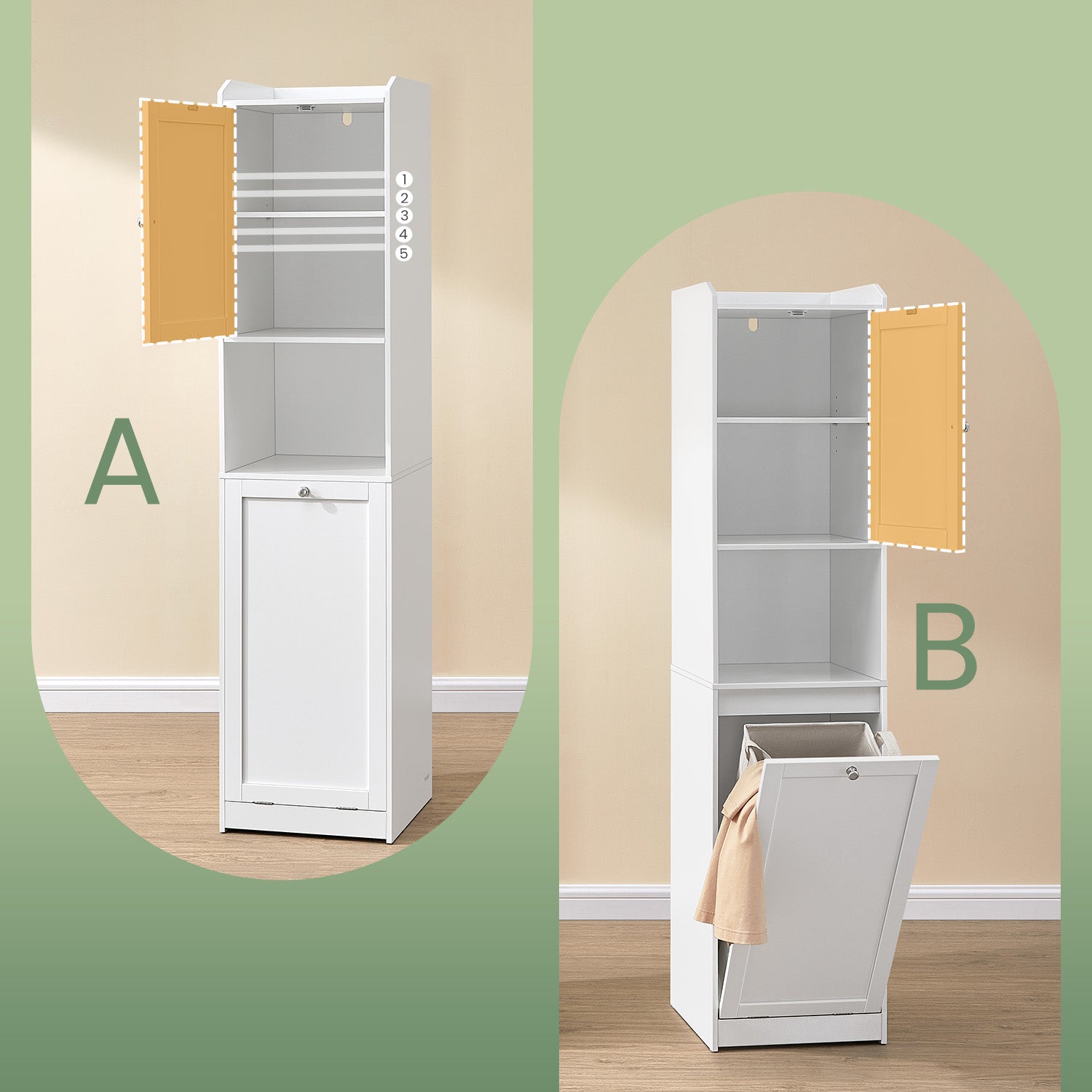 Badkamerkast – Met Wasmand – 40 x 40 x 170 cm