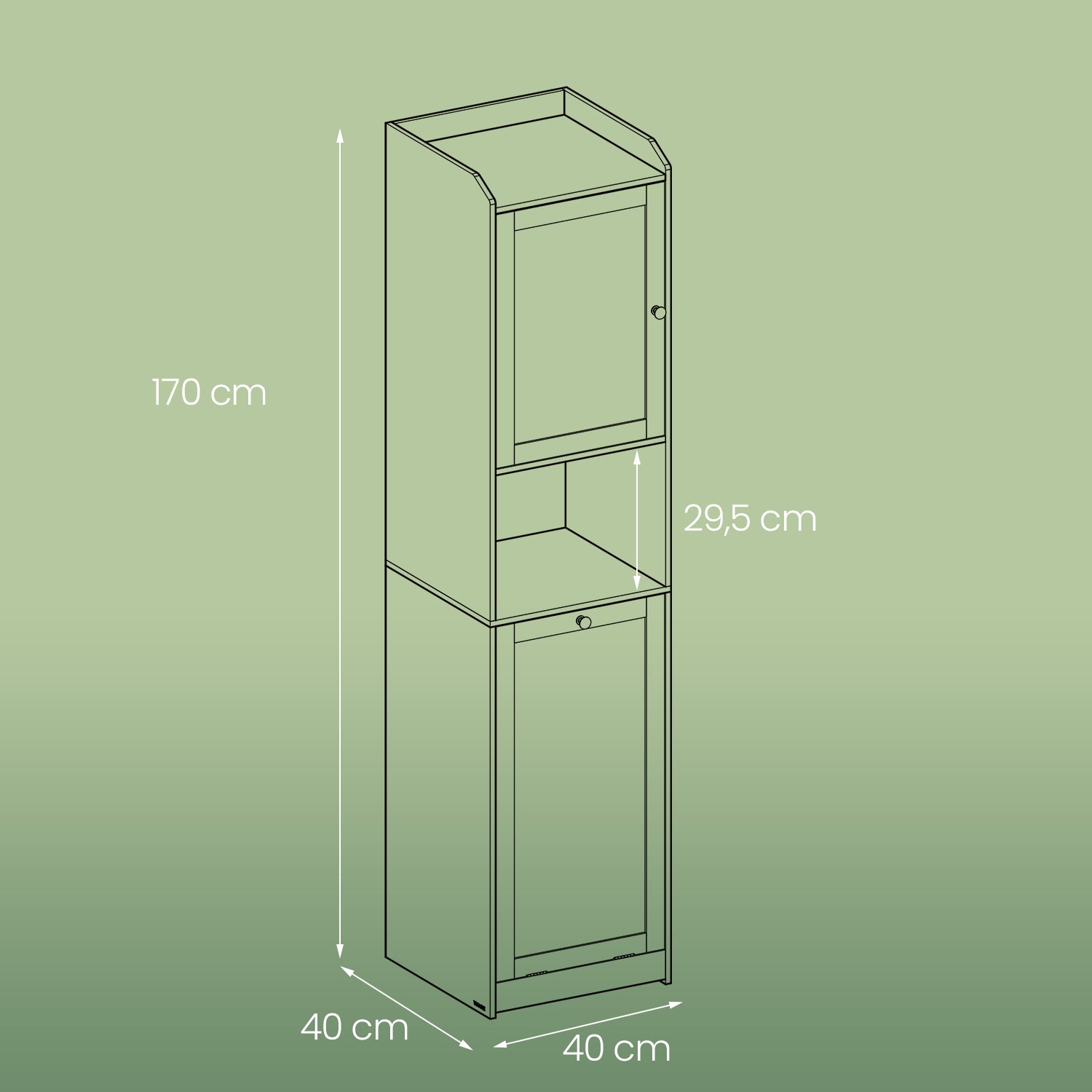 Badkamerkast – Met Wasmand – 40 x 40 x 170 cm