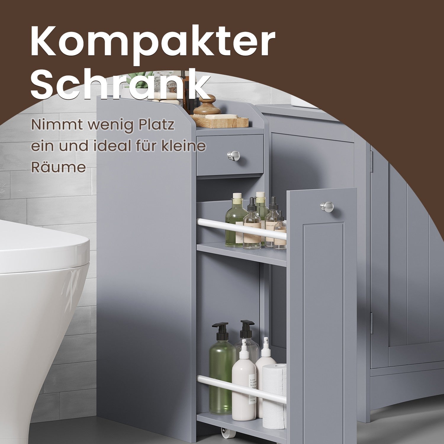 Badkamerkastje – Smal kastje voor toiletpapier, compact ontwerp